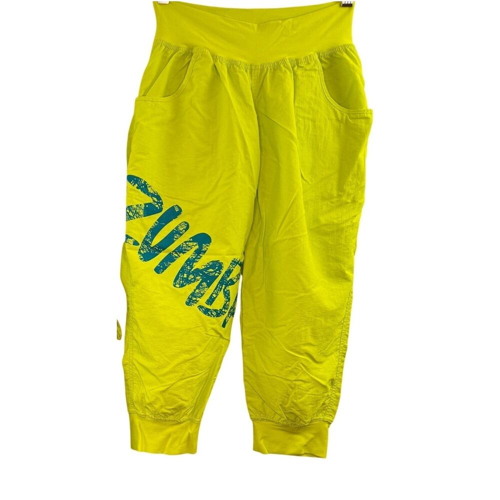 ZUMBA Fitness Feelin' it Lime Green Cargo Capris Pant Size S Small NEW
